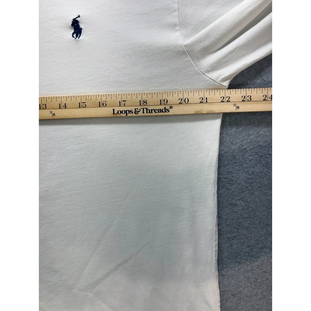 Polo Ralph Lauren Mens Long Sleeve T-Shirt Cream‎ Off-White Pony Logo Size M